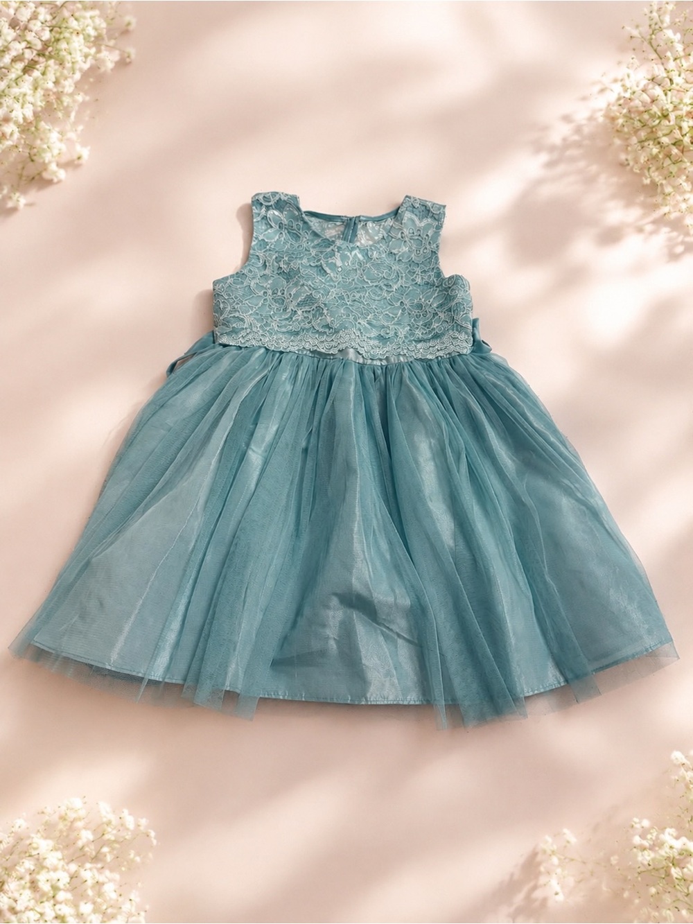 Sorbet Teal Lace Bodice Tulle Party Dress